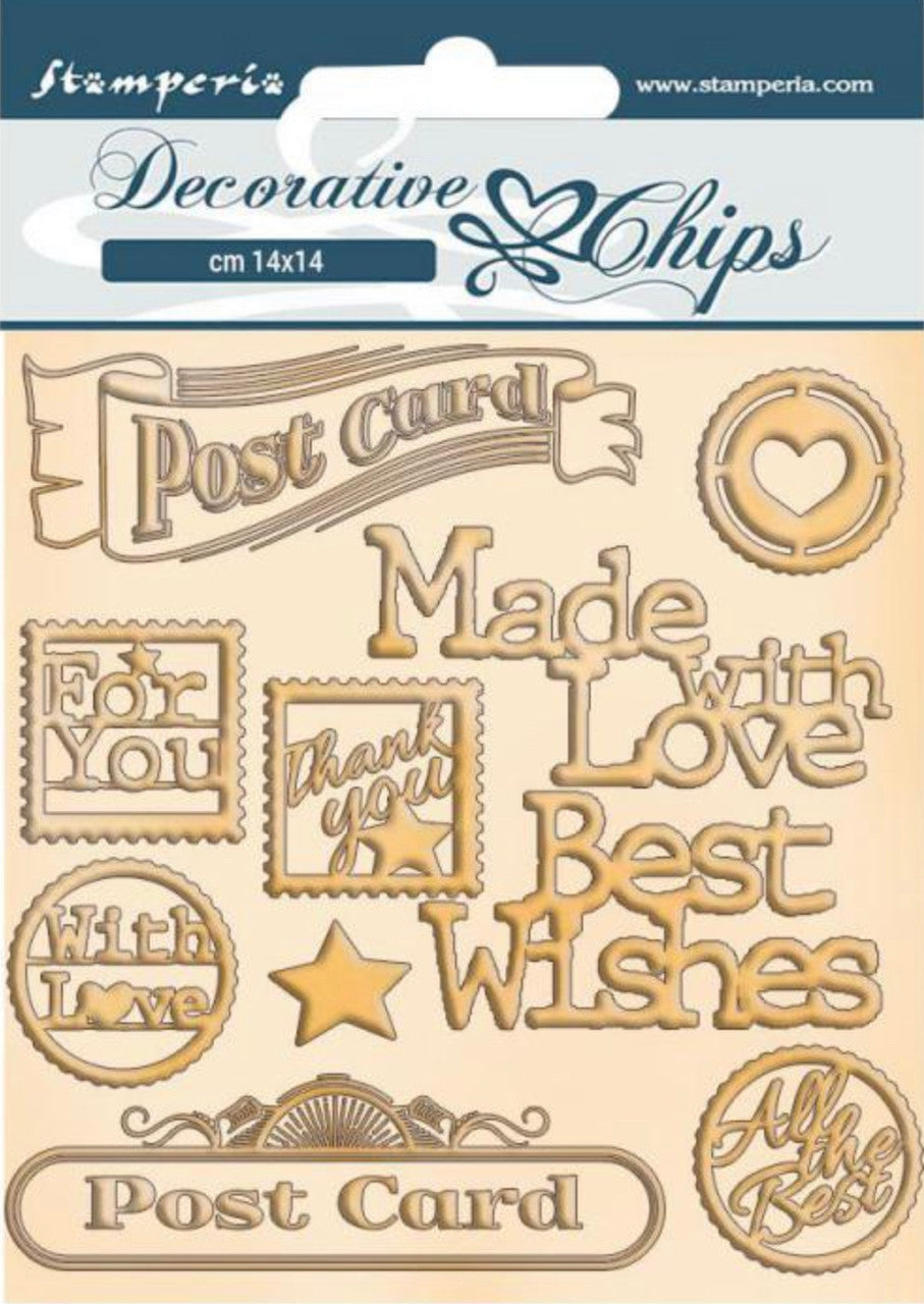 Fichas decorativas Stamperia - Postal romántica de Navidad